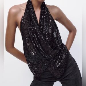 Sequin Halter Top